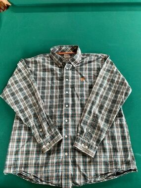Cinch Men's Teal & Orange Plaid Button-Down Shirt